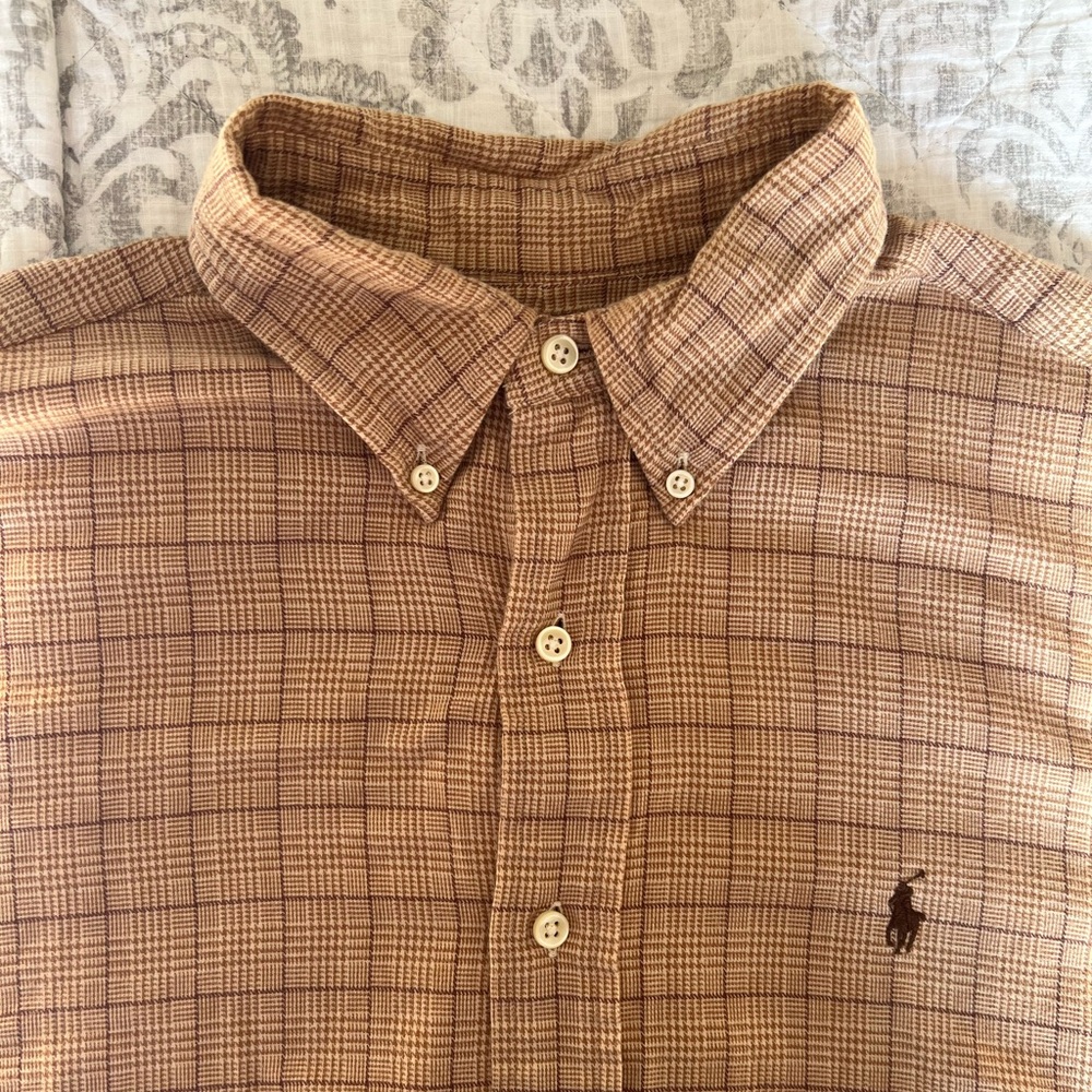 Ralph Lauren Tan Checkered Button-Down Shirt - Picture 3 of 7